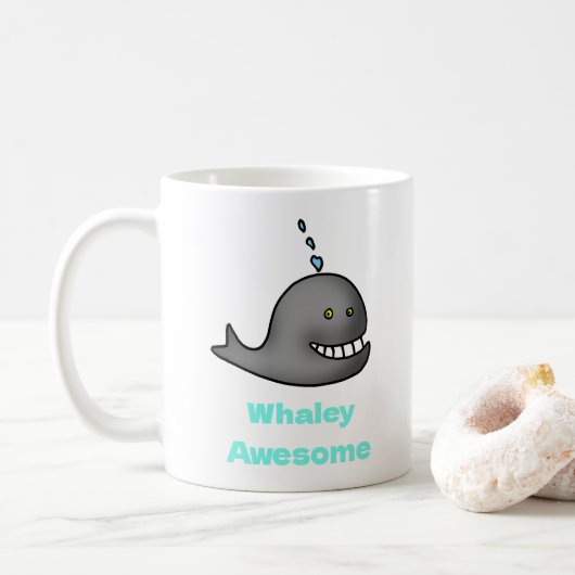 Whaley Awesome Funny Whale Pun Design コーヒーマグカップ (ドーナツ)