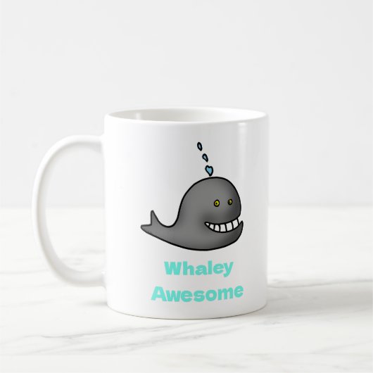 Whaley Awesome Funny Whale Pun Design コーヒーマグカップ (左)