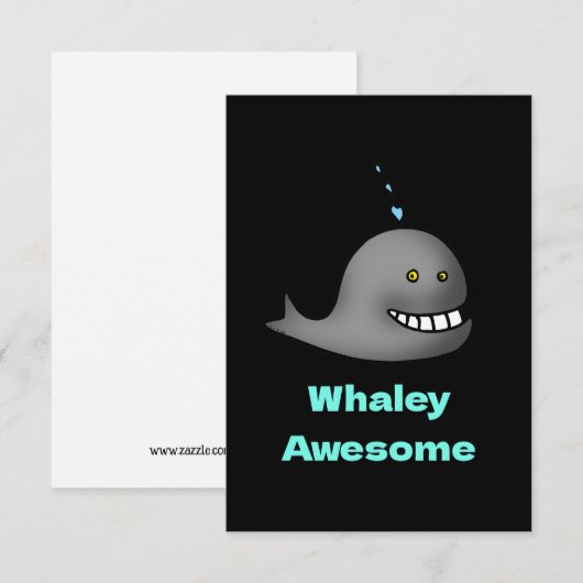 Whaley Awesome Funny Whale Pun Design サンキューカード (正面/裏面)