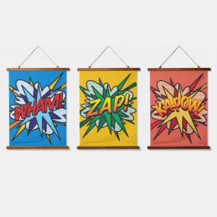 WHAM ZAP KAPOW コミックブック モダン 吊り下げ型タペストリー