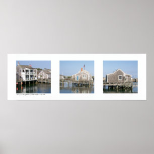 Wharf Scene Nantucket, Massachusetts Triptych ポスター