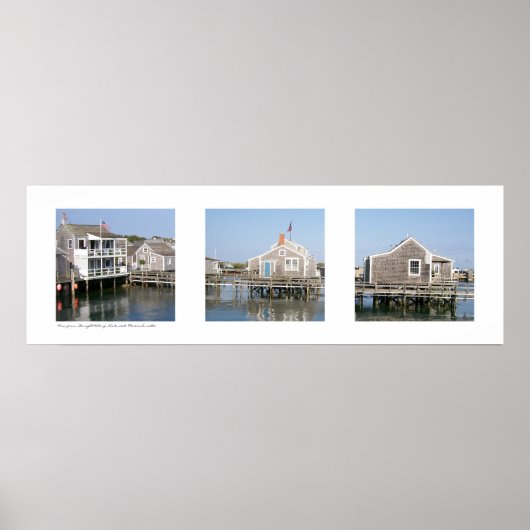 Wharf Scene Nantucket, Massachusetts Triptych ポスター (正面)
