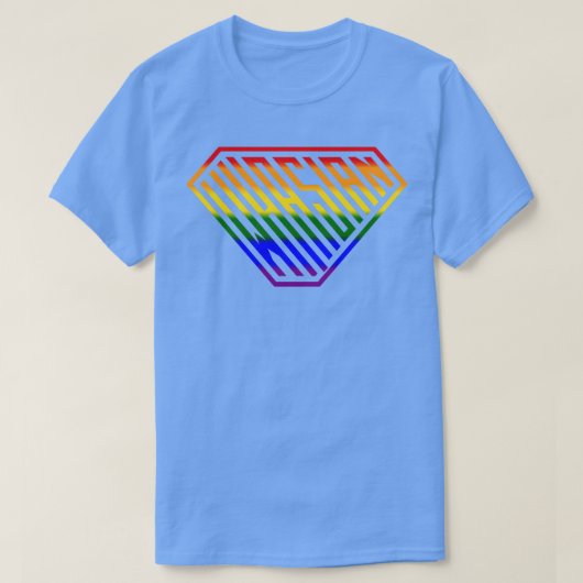 Whasian SuperPowered Shield Rainbow Tシャツ (デザイン正面)