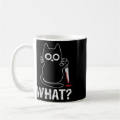 What_ – ナイフグおもしろいグラフィックデザイン猫 コーヒーマグカップ (左)