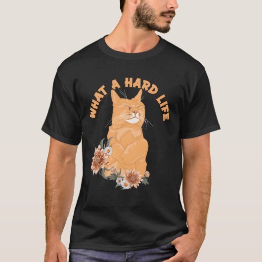 What A懸命ライフ猫パパ猫ママ猫好き少年 Tシャツ (正面)