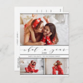 What a モダン A Year White 3フォトコラージュ シーズンポストカード (正面/裏面)