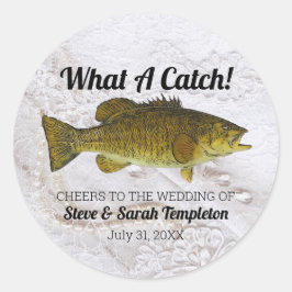 what a Catch魚釣りスモールマウスベース結婚式の引き出物 ラウンドシール
