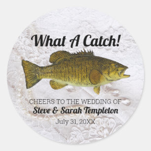 what a Catch魚釣りスモールマウスベース結婚式の引き出物 ラウンドシール