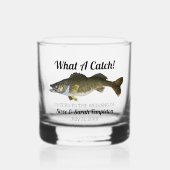 What a catch魚釣りワレー結婚エの日付好意 ウイスキーグラス (正面)