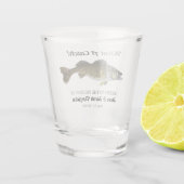 What a catch魚釣りワレー結婚エの日付好意 ショットグラス (裏面)