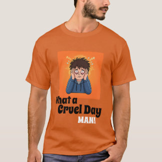 What a Cruel Day Man! Funny Stressed Cartoon Men's Tシャツ