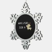 What A Fun Deer Moment Retro Style スノーフレークピューターオーナメント (右)