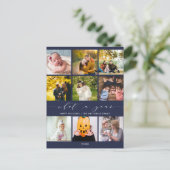 What a Navy モダン Blue Photo Collage シーズンポストカード (スタンド正面)