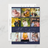 What a Navy モダン Blue Photo Collage シーズンポストカード (正面/裏面)