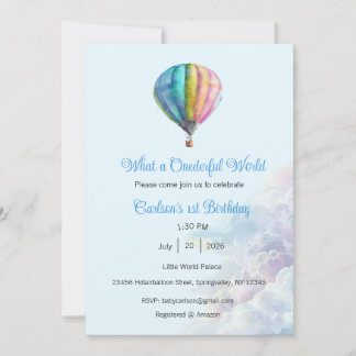 What a Onederful World Invitation, 1st Birthday 招待状