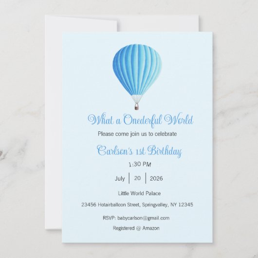 What a Onederful World Invitation, 1st Birthday 招待状 (正面)