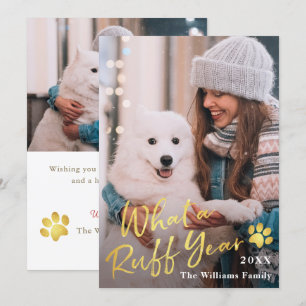 What a Ruff Year Pet Dog Puppy 2フォトグリーティング シーズンカード