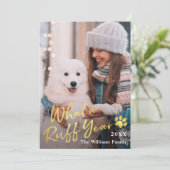 What a Ruff Year Pet Dog Puppy 2フォトグリーン金ゴールド シーズンカード (スタンド正面)