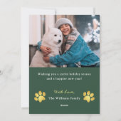 What a Ruff Year Pet Dog Puppy 2フォトグリーン金ゴールド シーズンカード (裏面)