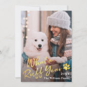 What a Ruff Year Pet Dog Puppy 2 Photo 王室の Blue シーズンカード (正面)