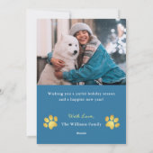 What a Ruff Year Pet Dog Puppy 2 Photo 王室の Blue シーズンカード (裏面)