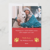 What a Ruff Year Pet Dog Puppy 2 Photo Red金ゴールド シーズンカード (裏面)