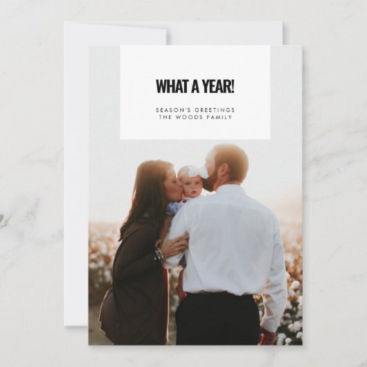What a Yearカスタム文字家族の写真 シーズンカード (正面)