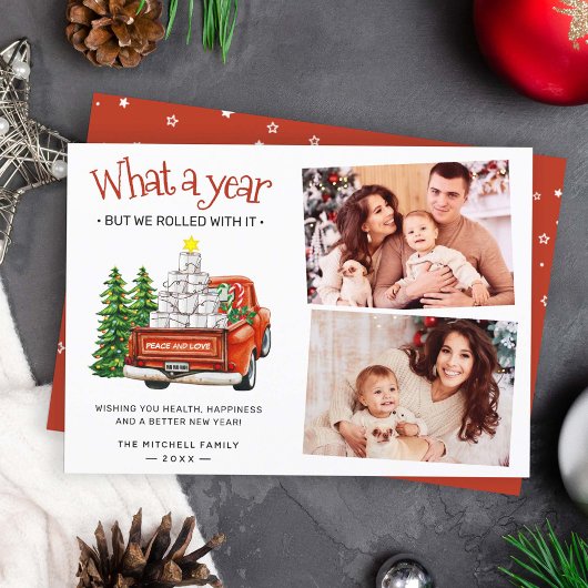 What A Yearトイレおもしろい紙クリスマスツリー2写真 シーズンカード