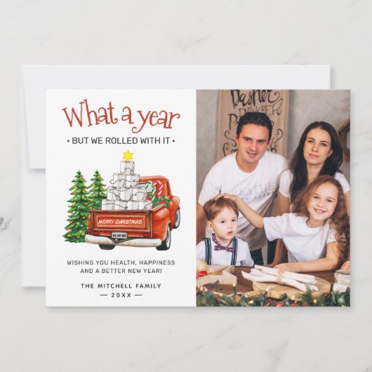 What A Yearトイレ紙クリスマスツリー写真 シーズンカード (正面)