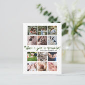 What a Yearミニマル12フォトコラージクリスマス シーズンポストカード (スタンド正面)