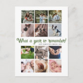 What a Yearミニマル12フォトコラージクリスマス シーズンポストカード (正面)
