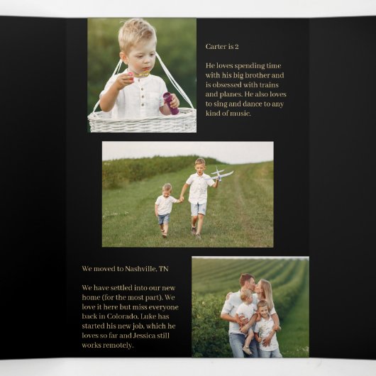 What A Year編集可能カラートリフォールドホリデーカード 三つ折り招待状 (内部中)