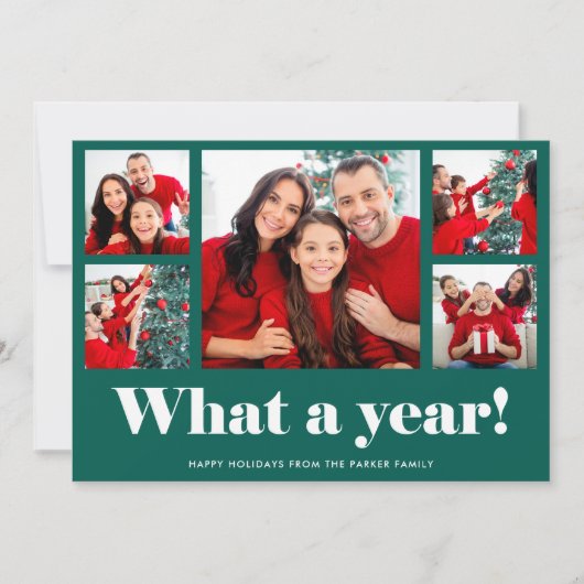 What a Year | クリスマス・新年グリーンフォト シーズンカード (正面)
