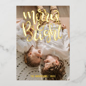 What a year メリー & Bright Photo数々の Christmas 箔シーズンカード (正面)