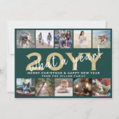 What a Year モダン 10 Photo Collage Greenと金ゴールド シーズンカード (正面)