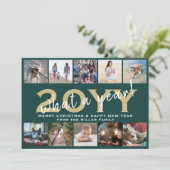 What a Year モダン 10 Photo Collage Greenと金ゴールド シーズンカード (スタンド正面)