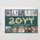 What a Year モダン 10 Photo Collage Greenと金ゴールド シーズンカード (正面)