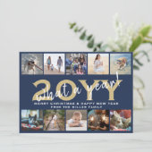 What a Year モダン 10 Photo Collage Navy Blue金ゴールド シーズンカード (スタンド正面)