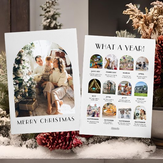 What a Year モダン 12 Photo Chrimas Card シーズンカード