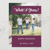 What A Year モダン 2フォトパープル シーズンカード (正面/裏面)