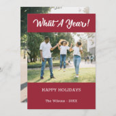 What A Year モダン 2写真Burgundy シーズンカード (正面/裏面)