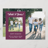 What A Year モダン 3フォトパープル シーズンカード (正面/裏面)