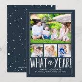 What A Year 編集可能 ホリデー カラー フォト カード (正面/裏面)