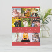 What a Year | 赤いレビュー ハッピーホリデー フォト シーズンカード (スタンド正面)