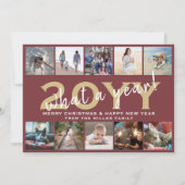 What a Year 10 Photo モダン Collage Burgundy金ゴールド シーズンカード (正面)