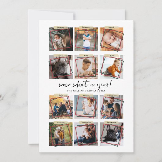 What A Year | 12枚の写真を使ったクリスマスホリデーコラージュ シーズンカード (正面)