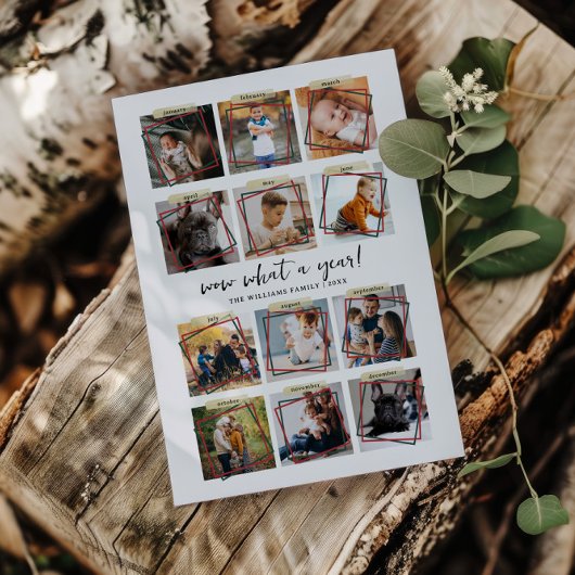 What A Year | 12枚の写真を使ったクリスマスホリデーコラージュ シーズンカード