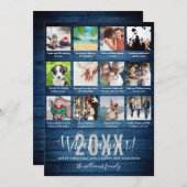 What A Year 12 Photo Collage Captions Blue Wood シーズンカード (正面/裏面)