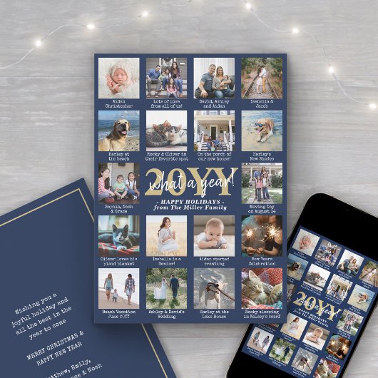 What a Year 18 Photo Collage & Captions Navy Blue シーズンカード
