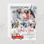 What a Year 2020 Crismas Red Farm Truck 4 Photo ポストカード (正面/裏面)